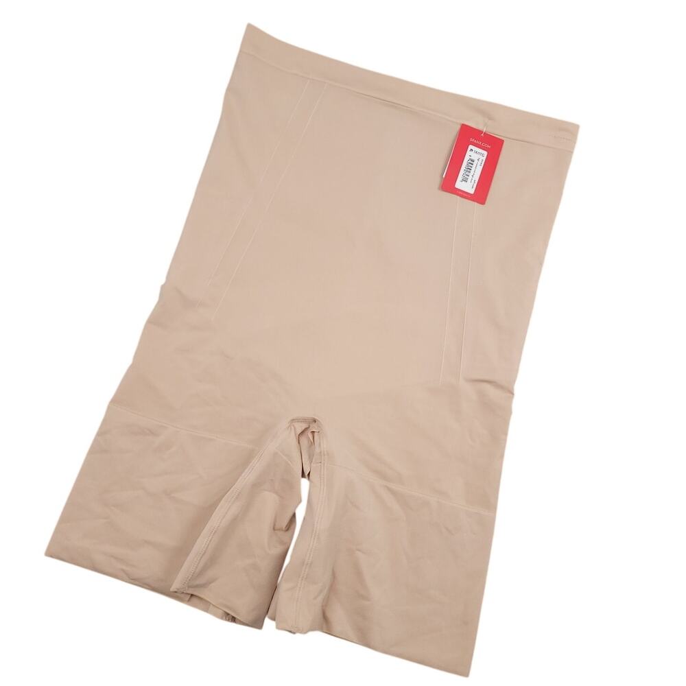 SPANX Womens High Waisted Mid Thigh Sculpt Shapewear Shorts 1X Beige Nude NWT